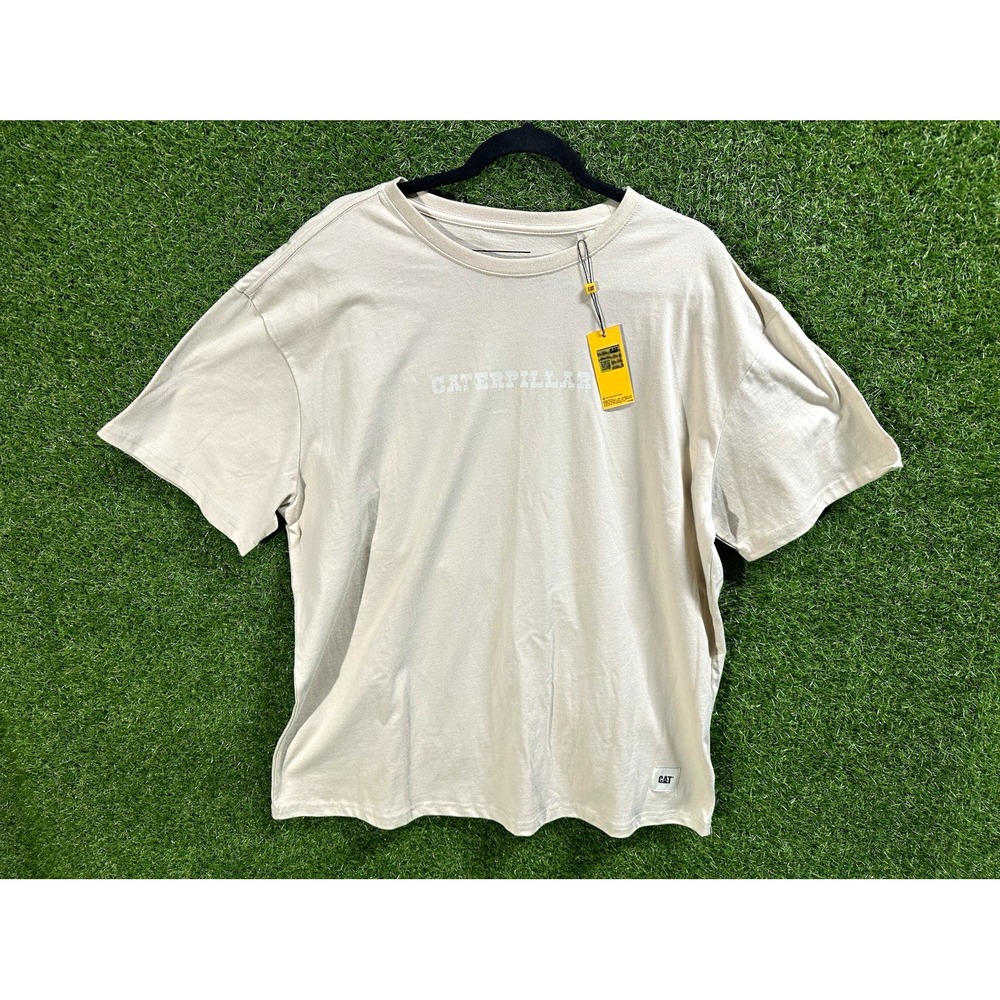 Caterpillar CAT Men's Beige Logo Graphic Crew Neck Short Sleeve Tee XL